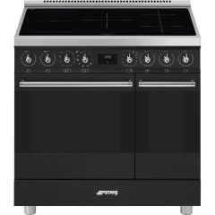 Smeg C92IPMB2 85.3cm Electric Rangecooker with Double Oven and Induction Hob - Matte Black