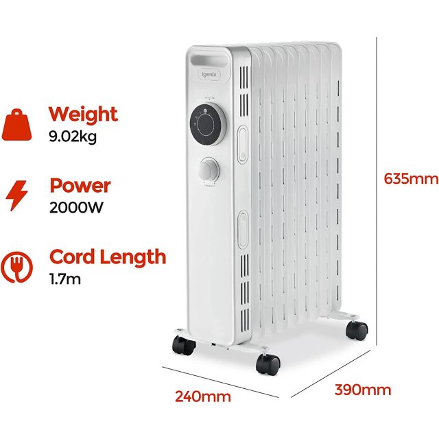 Igenix IG2620 2Kw Oil Filled Radiator
