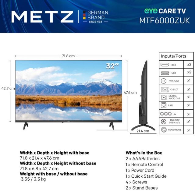 Metz 32MTF6000ZUK 32inch HD Smart TV