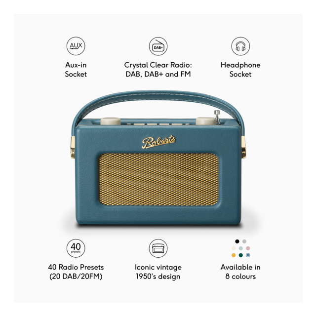 Roberts REV-UNOBTTB Revival Uno Teal Blue  Dab/Fm Radio