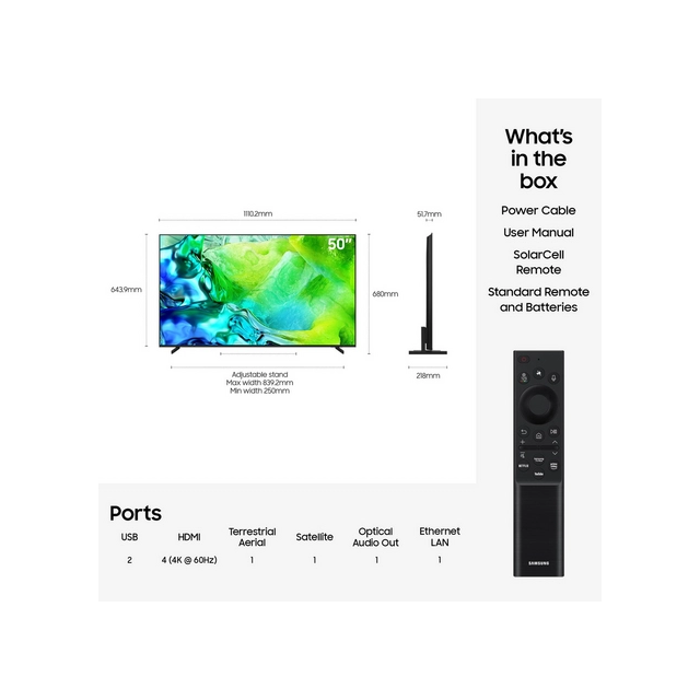 Samsung QE50QN80HAUXXU 50inch 4K Neo QLED Vision AI Smart TV