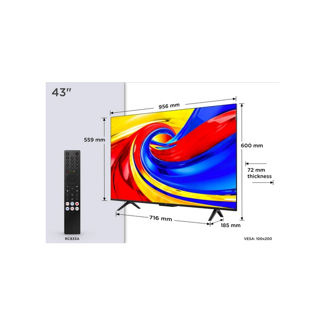 TCL 43P7L-UK 43inch 4K HDR QLED Direct LED Google TV