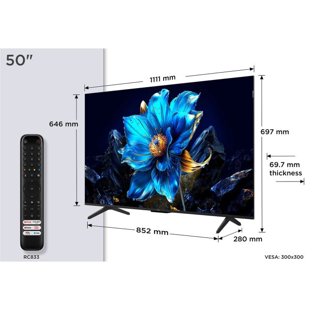 TCL 50P7K-UK 50inch 4K Qled Google Smart TV