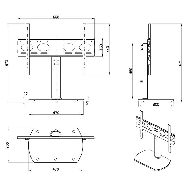 TTAP PED64F Table Top TV Stand