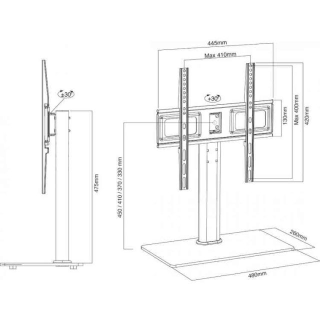 TTAP TT44S Table Top TV Stand With Swivel