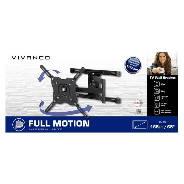 Vivanco 38004 Full Motion TV Bracket Upto 65' Screen