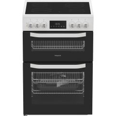 Hotpoint HTE6VDCW 60Cm Twin Cavity Electric Cooker